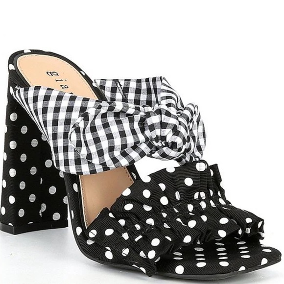Gianni Bini Shoes - Gianni Bini Blakely Polka Dot Gingham Bow Ruffle Sandals Size 10 NEW